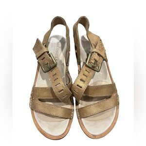 Merrell Prairie Wedge Brown Leather Sandals Select Fresh Size 5 Tan